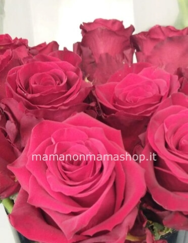 Bouquet di rose rosse confezionato.